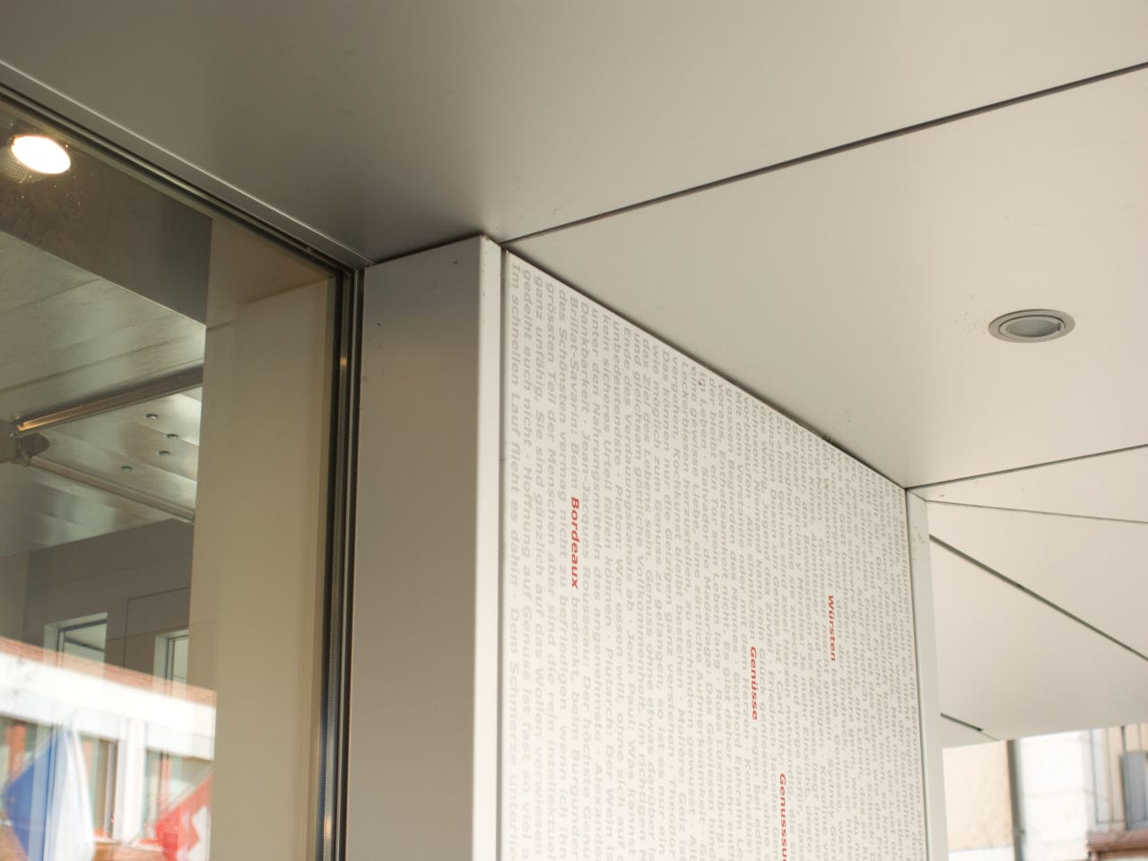 Vordach aus Aluminium mit Schaufenster